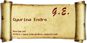 Gyurina Endre névjegykártya